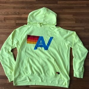 Aviator Nation Unisex Pullover Hoodie Neon Yellow Size XXL